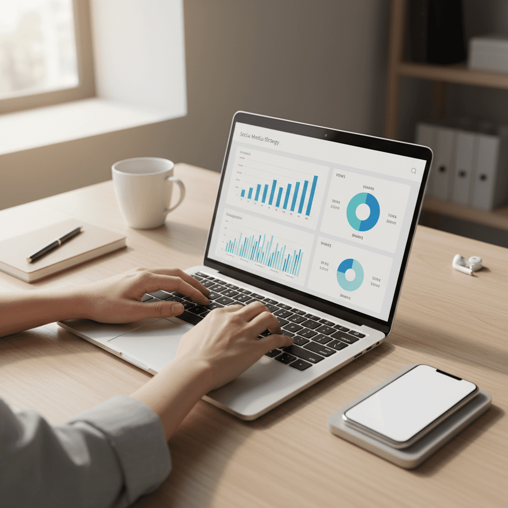 Business owner reviewing campaign analytics