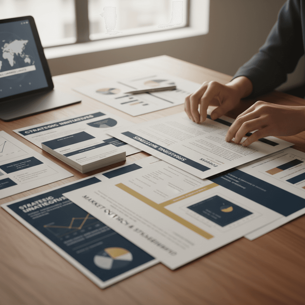 Media planner arranging campaign storyboard